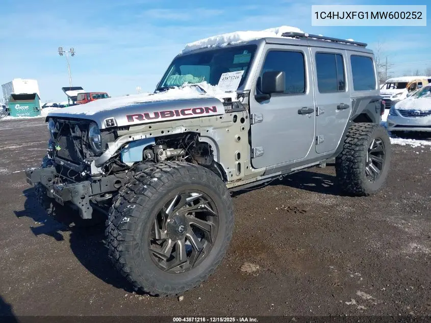 1C4HJXFG1MW600252 2021 Jeep Wrangler Unlimited Rubicon 4X4