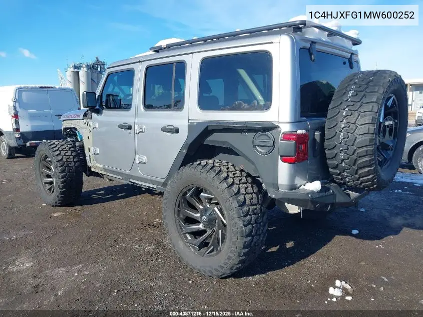 1C4HJXFG1MW600252 2021 Jeep Wrangler Unlimited Rubicon 4X4