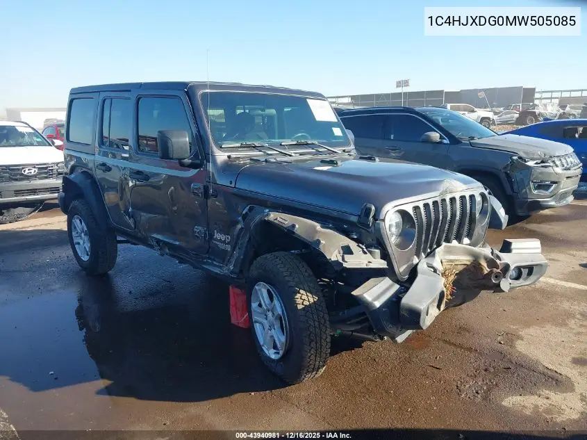 1C4HJXDG0MW505085 2021 Jeep Wrangler Unlimited Sport S 4X4