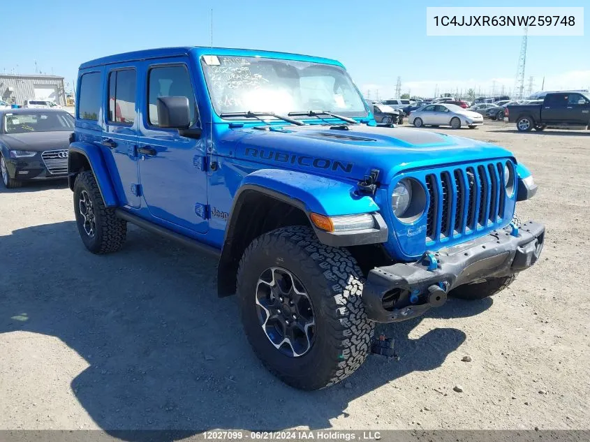 2022 Jeep Wrangler Unlimited VIN: 1C4JJXR63NW259748 Lot: 12027099