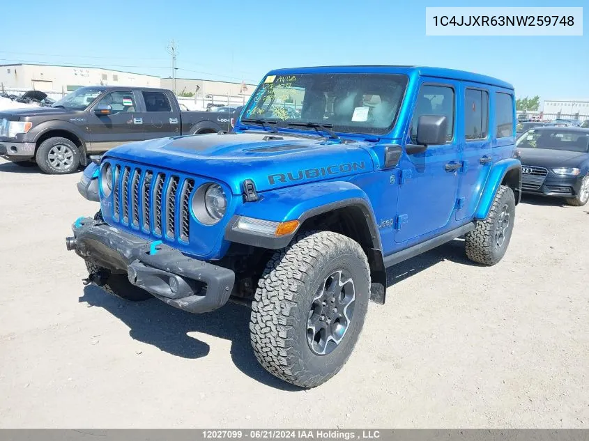 2022 Jeep Wrangler Unlimited VIN: 1C4JJXR63NW259748 Lot: 12027099