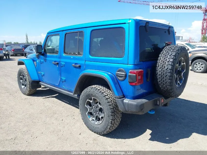 2022 Jeep Wrangler Unlimited VIN: 1C4JJXR63NW259748 Lot: 12027099