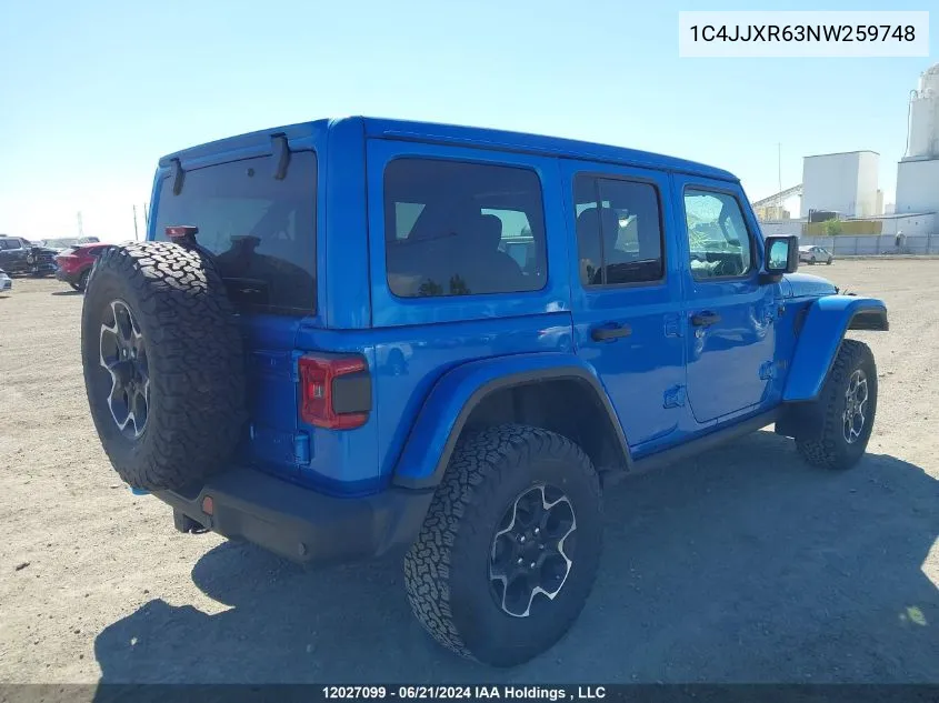 2022 Jeep Wrangler Unlimited VIN: 1C4JJXR63NW259748 Lot: 12027099