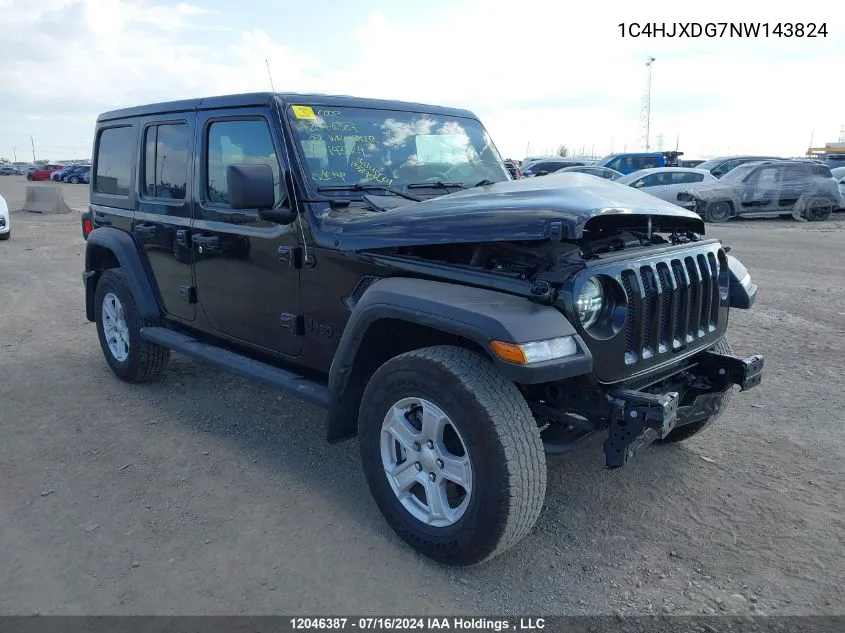 1C4HJXDG7NW143824 2022 Jeep Wrangler Unlimited Sport S