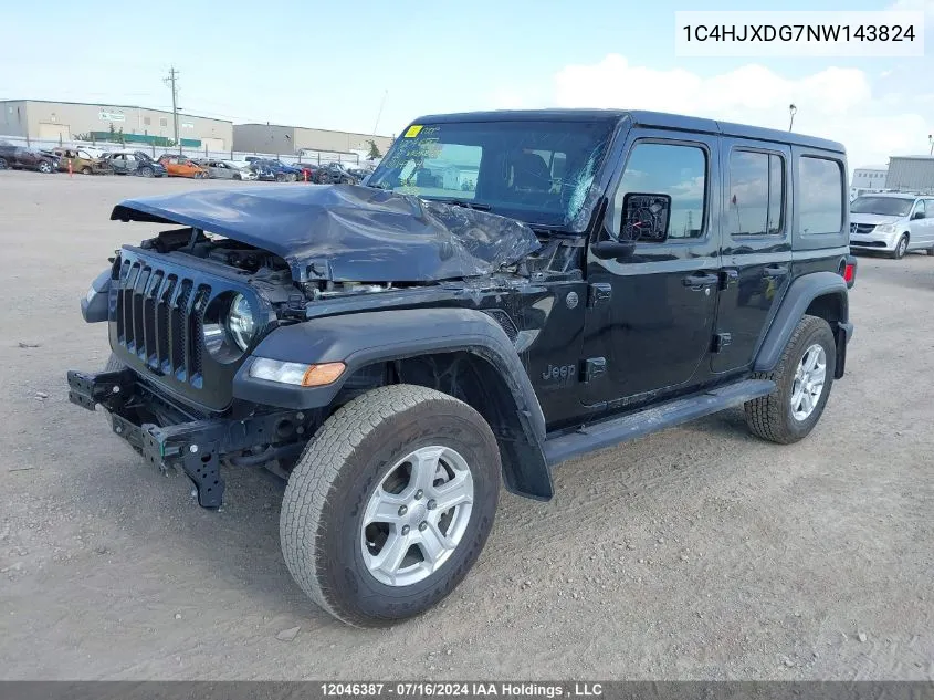 1C4HJXDG7NW143824 2022 Jeep Wrangler Unlimited Sport S