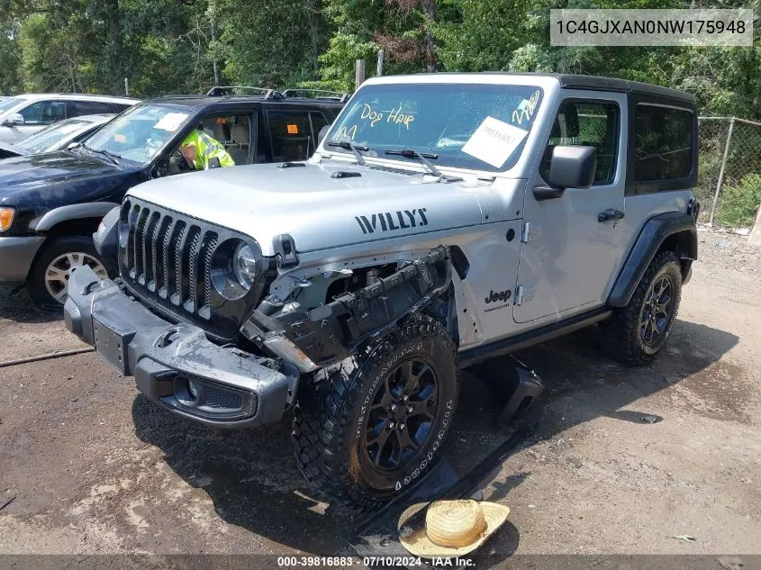 2022 Jeep Wrangler Willys 4X4 VIN: 1C4GJXAN0NW175948 Lot: 39816883