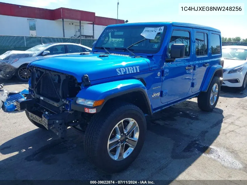 2022 Jeep Wrangler Unlimited Sahara 4X4 VIN: 1C4HJXEG8NW248256 Lot: 39822874