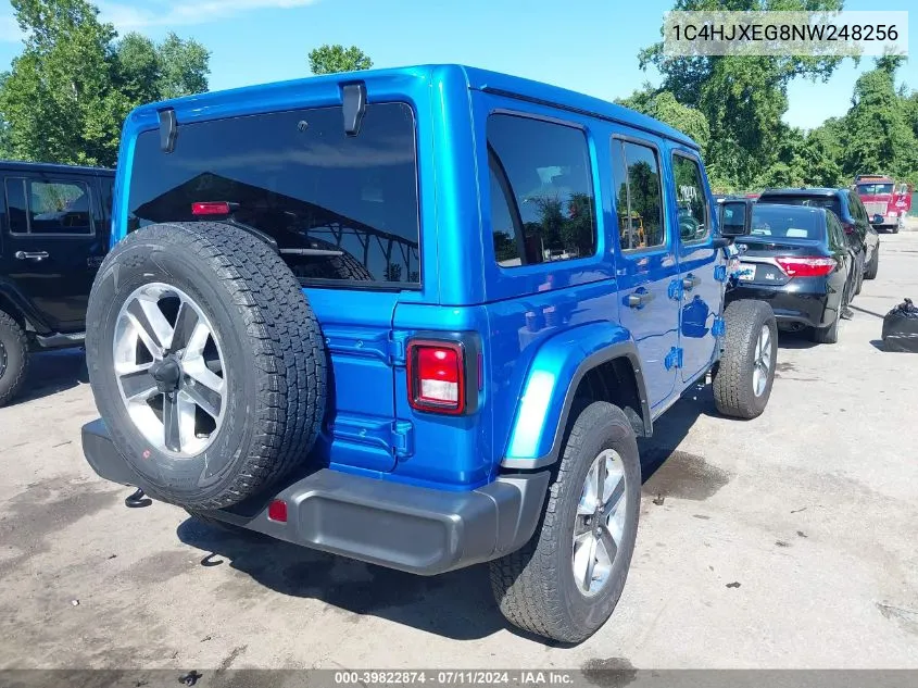 2022 Jeep Wrangler Unlimited Sahara 4X4 VIN: 1C4HJXEG8NW248256 Lot: 39822874