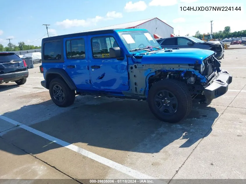 2022 Jeep Wrangler Unlimited Sport VIN: 1C4HJXDG7NW224144 Lot: 39835006