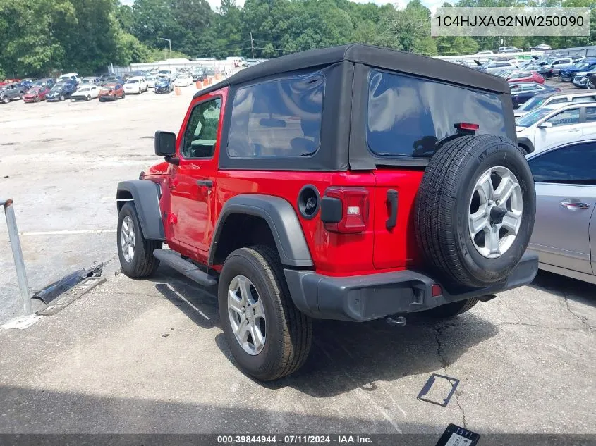 2022 Jeep Wrangler Sport S 4X4 VIN: 1C4HJXAG2NW250090 Lot: 39844944