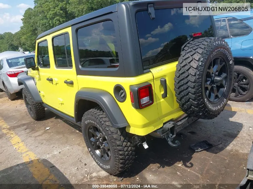 2022 Jeep Wrangler Unlimited Willys 4X4 VIN: 1C4HJXDG1NW206805 Lot: 39849055