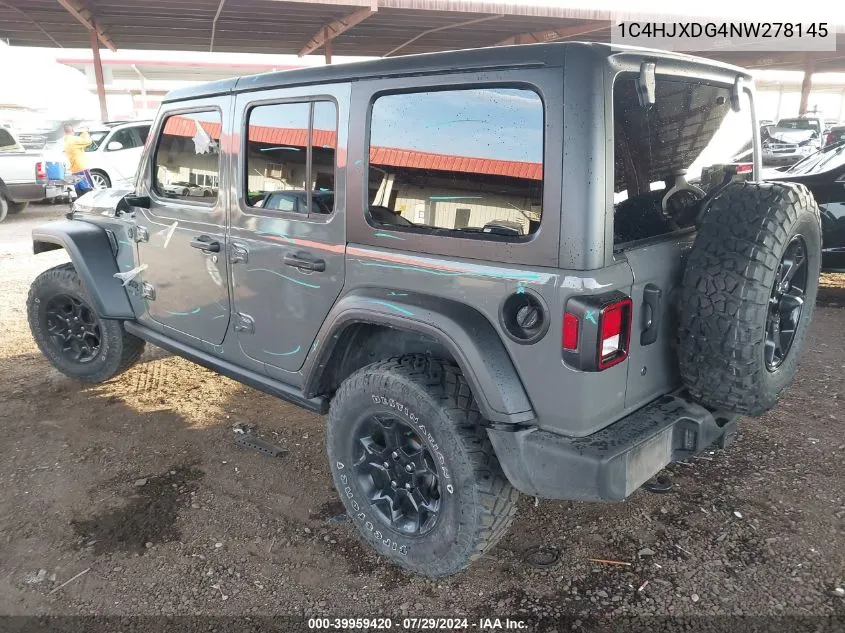 2022 Jeep Wrangler Unlimited Willys Sport 4X4 VIN: 1C4HJXDG4NW278145 Lot: 39959420