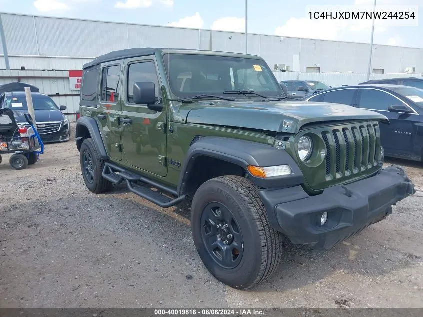 2022 Jeep Wrangler Unlimited Sport 4X4 VIN: 1C4HJXDM7NW244254 Lot: 40019816