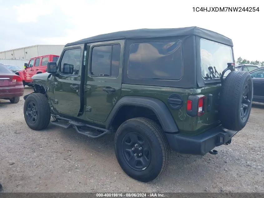 2022 Jeep Wrangler Unlimited Sport 4X4 VIN: 1C4HJXDM7NW244254 Lot: 40019816