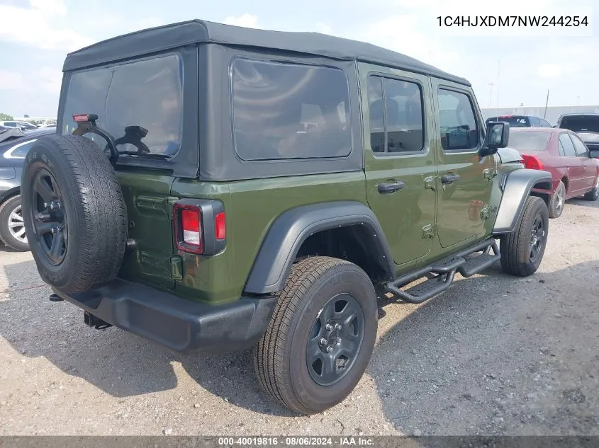 2022 Jeep Wrangler Unlimited Sport 4X4 VIN: 1C4HJXDM7NW244254 Lot: 40019816