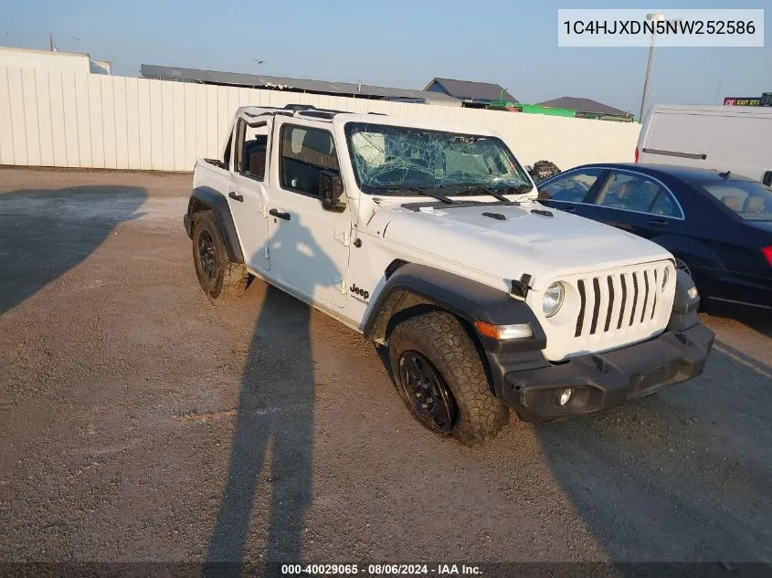 2022 Jeep Wrangler Unlimited Sport 4X4 VIN: 1C4HJXDN5NW252586 Lot: 40029065