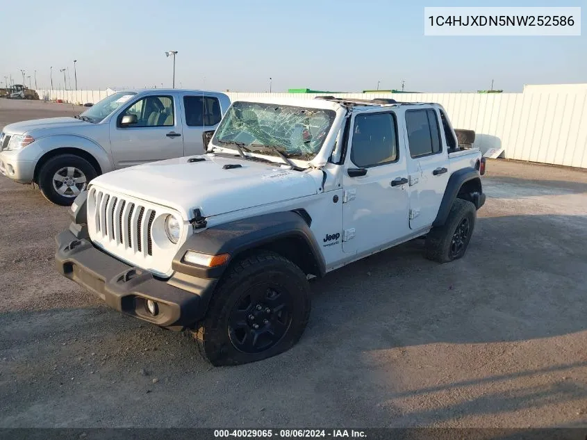 1C4HJXDN5NW252586 2022 Jeep Wrangler Unlimited Sport 4X4