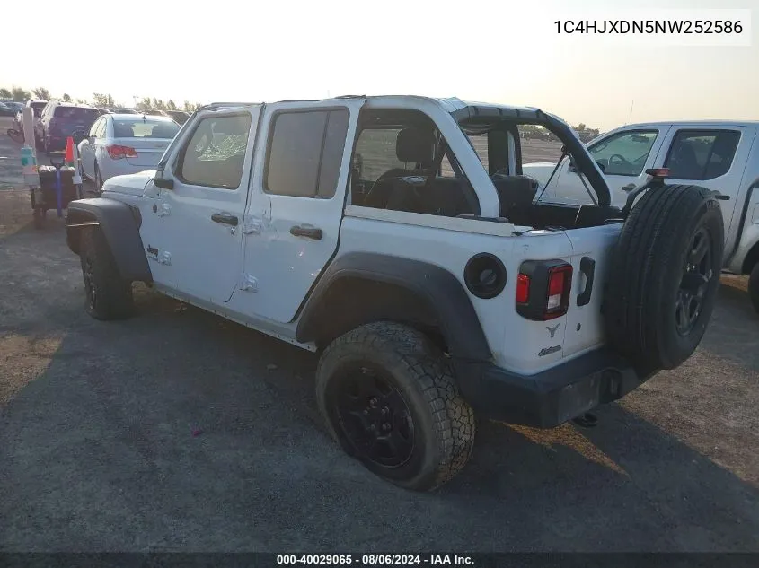 1C4HJXDN5NW252586 2022 Jeep Wrangler Unlimited Sport 4X4