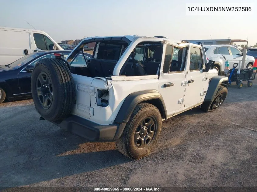 2022 Jeep Wrangler Unlimited Sport 4X4 VIN: 1C4HJXDN5NW252586 Lot: 40029065