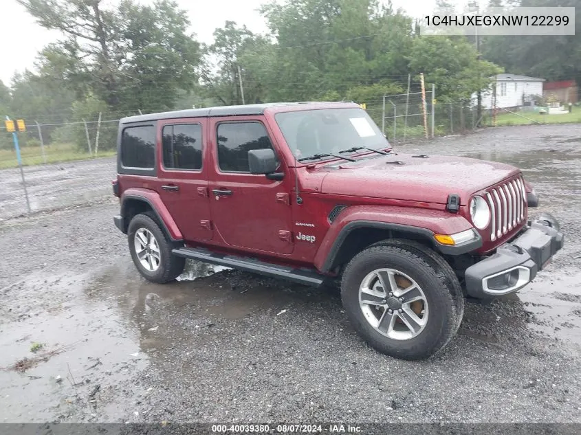 2022 Jeep Wrangler Unlimited Sahara 4X4 VIN: 1C4HJXEGXNW122299 Lot: 40039380