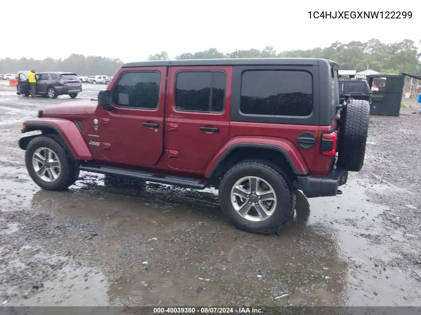 2022 Jeep Wrangler Unlimited Sahara 4X4 VIN: 1C4HJXEGXNW122299 Lot: 40039380