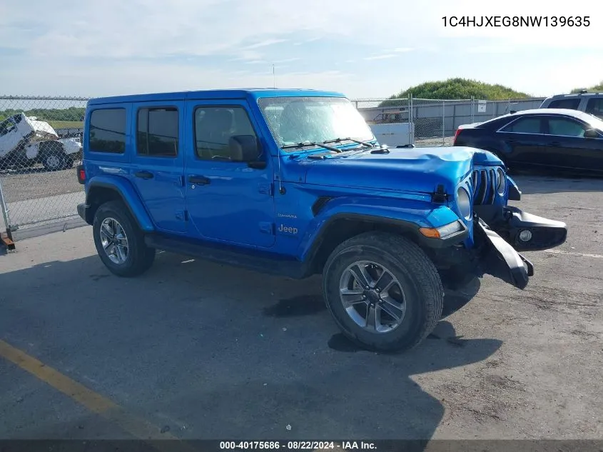 2022 Jeep Wrangler Unlimited Sahara 4X4 VIN: 1C4HJXEG8NW139635 Lot: 40175686