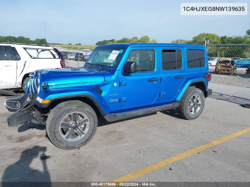 1C4HJXEG8NW139635 2022 Jeep Wrangler Unlimited Sahara 4X4