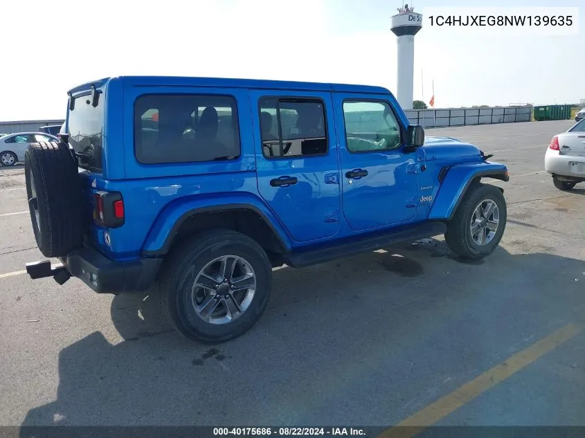 2022 Jeep Wrangler Unlimited Sahara 4X4 VIN: 1C4HJXEG8NW139635 Lot: 40175686