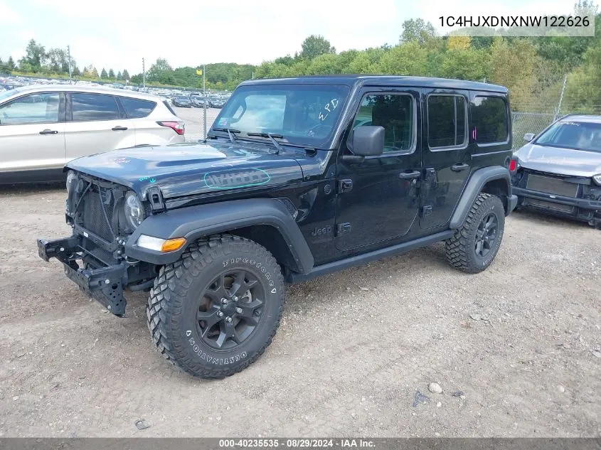 1C4HJXDNXNW122626 2022 Jeep Wrangler Unlimited Willys 4X4