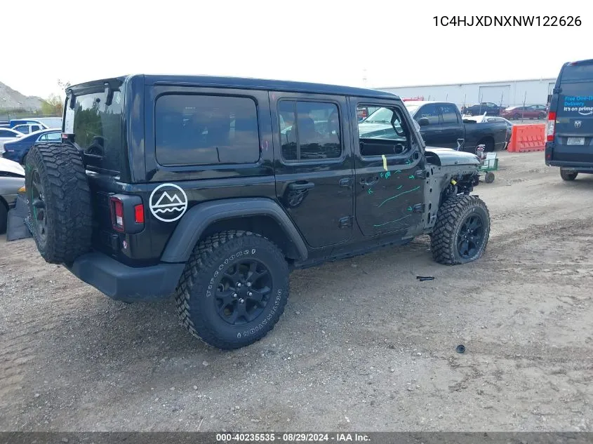 2022 Jeep Wrangler Unlimited Willys 4X4 VIN: 1C4HJXDNXNW122626 Lot: 40235535