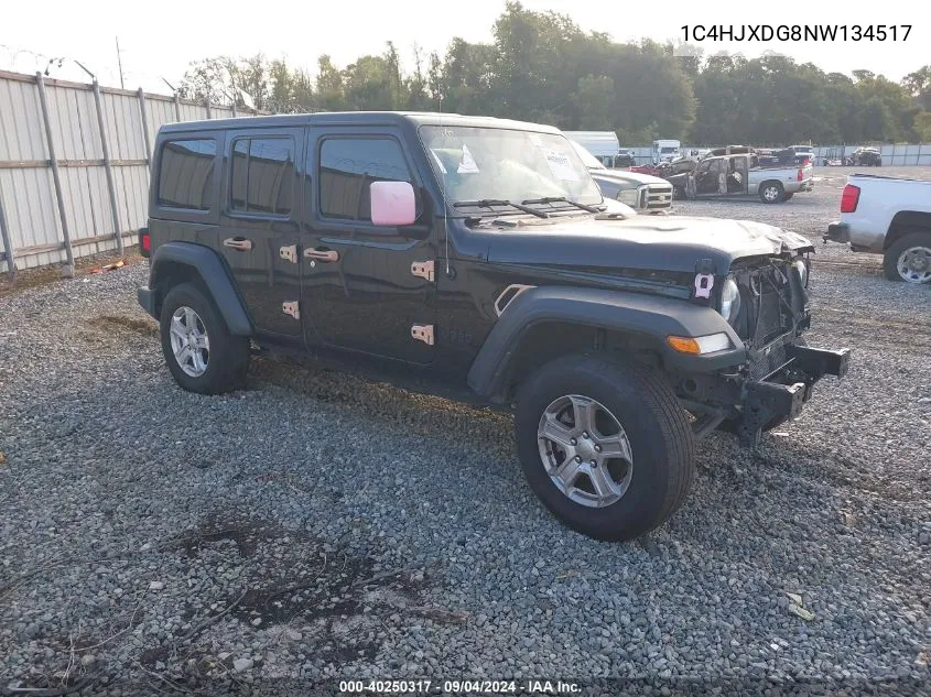 2022 Jeep Wrangler Unlimited Sport S 4X4 VIN: 1C4HJXDG8NW134517 Lot: 40250317