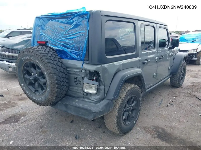 2022 Jeep Wrangler Unlimited Willys 4X4 VIN: 1C4HJXDN6NW240009 Lot: 40268224