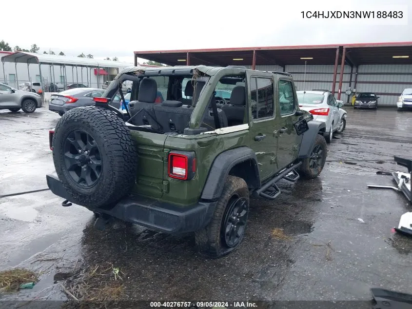 2022 Jeep Wrangler Unlimited Sport VIN: 1C4HJXDN3NW188483 Lot: 40276757