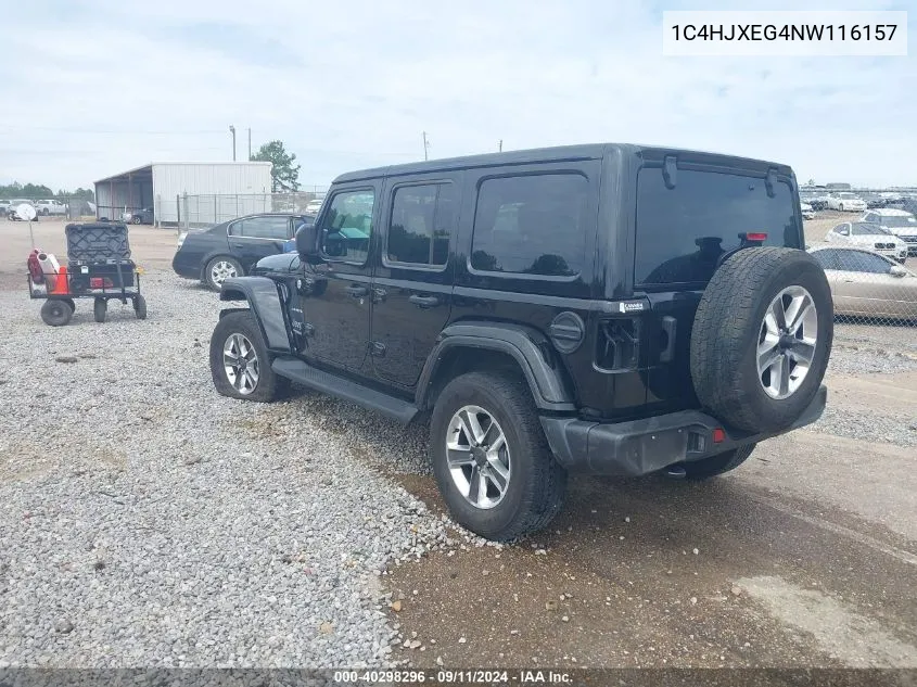 2022 Jeep Wrangler Unlimited Sahara 4X4 VIN: 1C4HJXEG4NW116157 Lot: 40298296