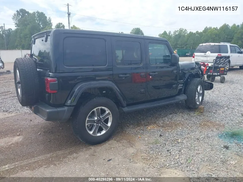 2022 Jeep Wrangler Unlimited Sahara 4X4 VIN: 1C4HJXEG4NW116157 Lot: 40298296