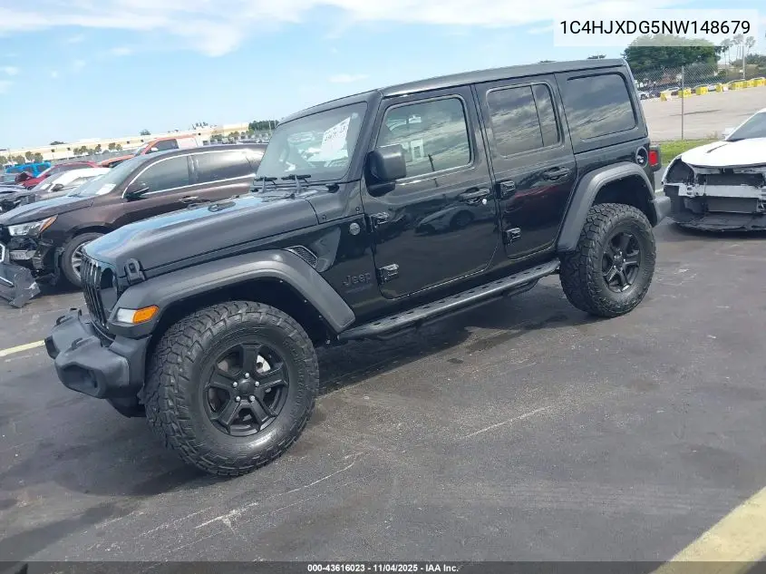 1C4HJXDG5NW148679 2022 Jeep Wrangler Unlimited Sport S 4X4