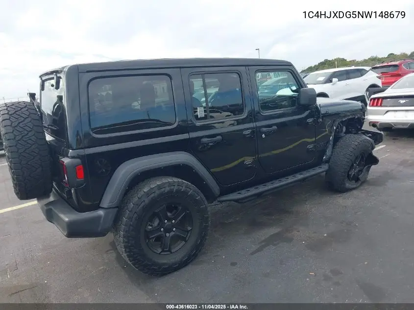 1C4HJXDG5NW148679 2022 Jeep Wrangler Unlimited Sport S 4X4