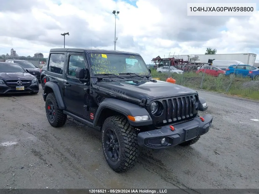 2023 Jeep Wrangler Sport VIN: 1C4HJXAG0PW598800 Lot: 12016521