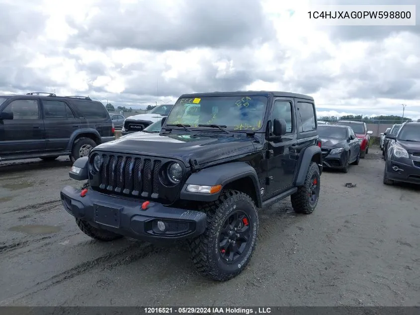 2023 Jeep Wrangler Sport VIN: 1C4HJXAG0PW598800 Lot: 12016521