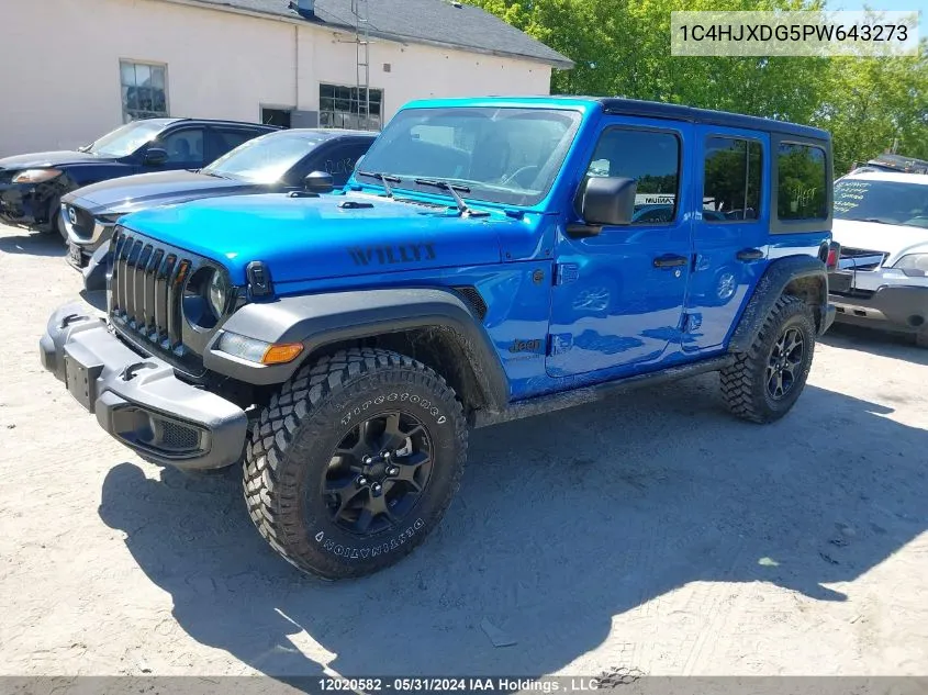 2023 Jeep Wrangler 4-Door Willys VIN: 1C4HJXDG5PW643273 Lot: 12020582