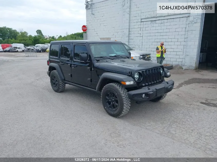 2023 Jeep Wrangler 4-Door Willys VIN: 1C4HJXDG4PW570378 Lot: 12026372