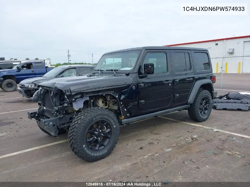 2023 Jeep Wrangler 4-Door Willys VIN: 1C4HJXDN6PW574933 Lot: 12049815