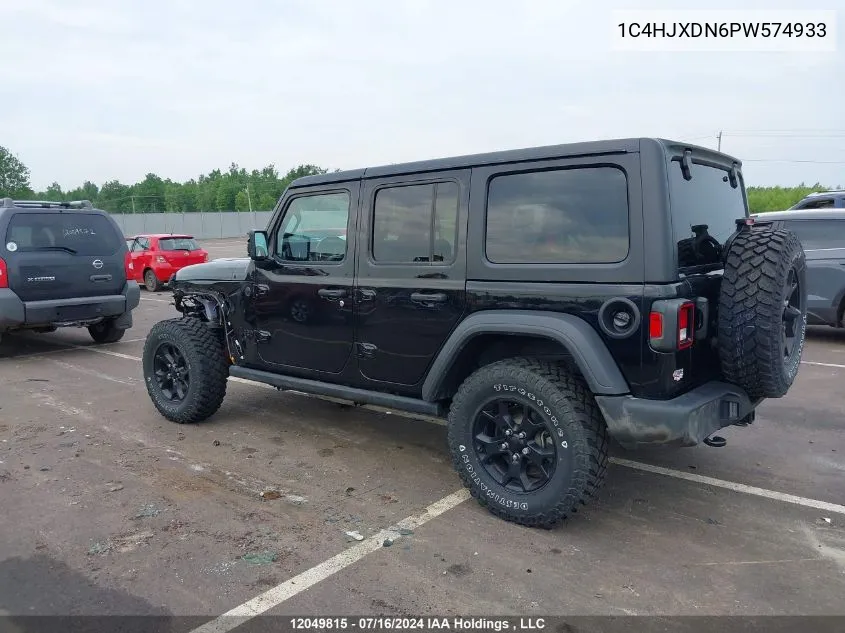 2023 Jeep Wrangler 4-Door Willys VIN: 1C4HJXDN6PW574933 Lot: 12049815