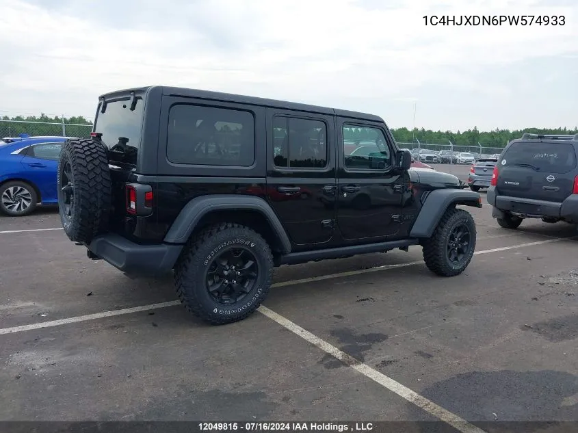 2023 Jeep Wrangler 4-Door Willys VIN: 1C4HJXDN6PW574933 Lot: 12049815