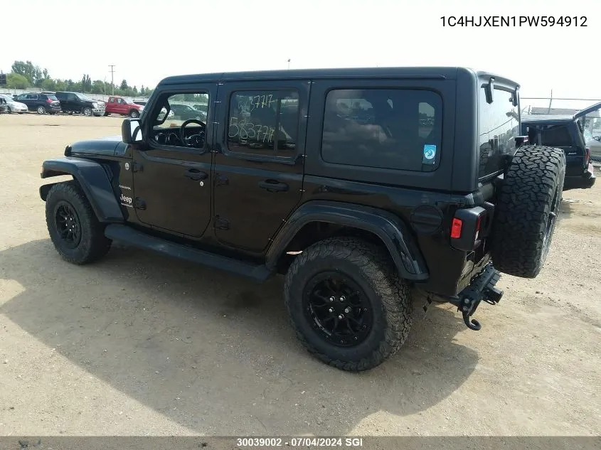 2023 Jeep Wrangler 4-Door Sahara VIN: 1C4HJXEN1PW594912 Lot: 30039002