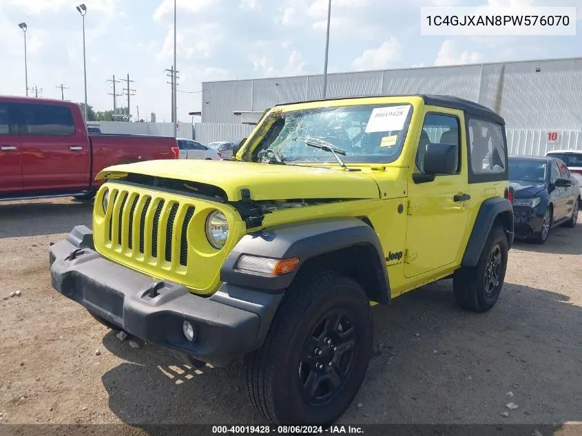 2023 Jeep Wrangler 2-Door Sport 4X4 VIN: 1C4GJXAN8PW576070 Lot: 40019428