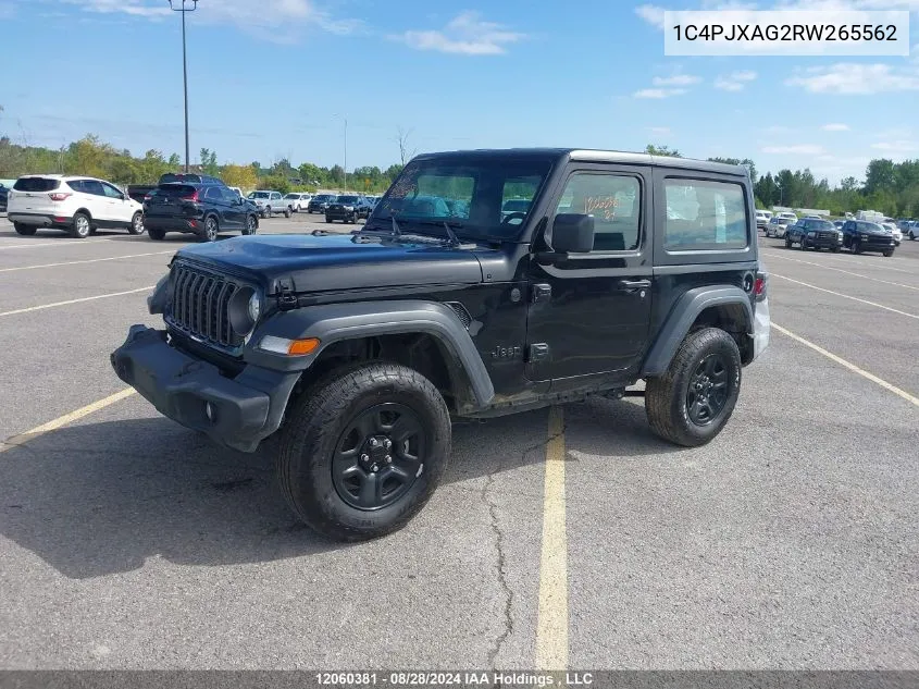 2024 Jeep Wrangler Sport VIN: 1C4PJXAG2RW265562 Lot: 12060381