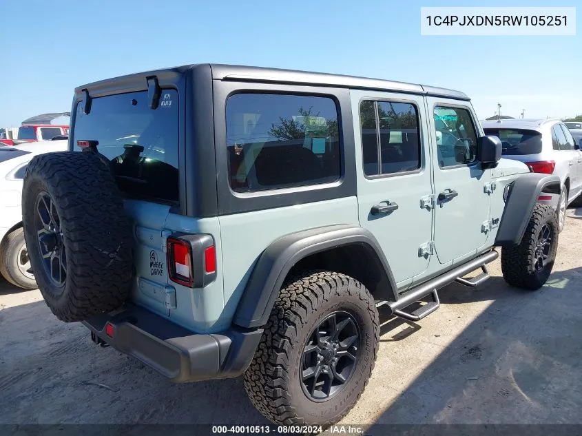 2024 Jeep Wrangler Willys VIN: 1C4PJXDN5RW105251 Lot: 40010513