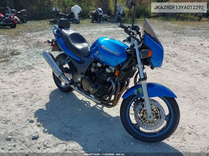 JKAZRDF13YA012292 2000 Kawasaki Zr750 F