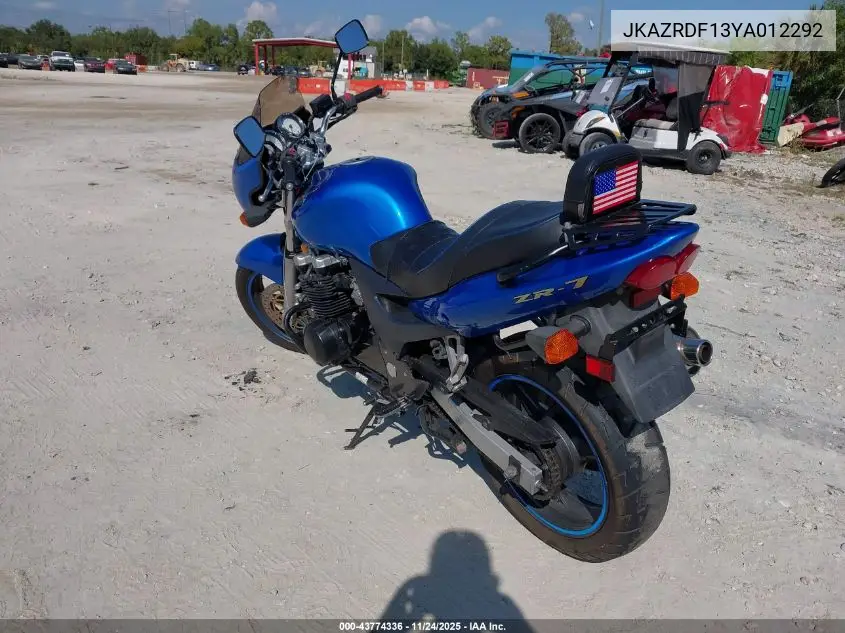 JKAZRDF13YA012292 2000 Kawasaki Zr750 F